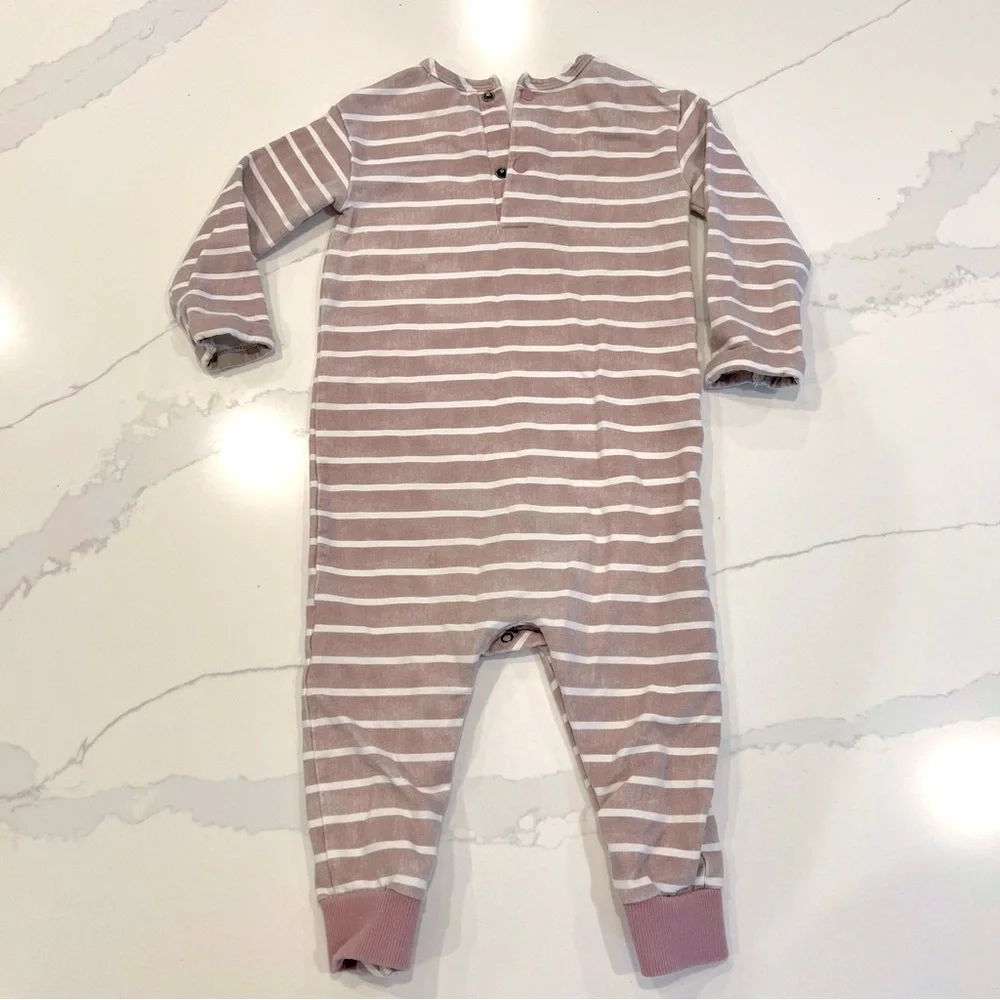 MILES THE LABEL BABY‎ Long Sleeve Striped Romper, Pink, 18m